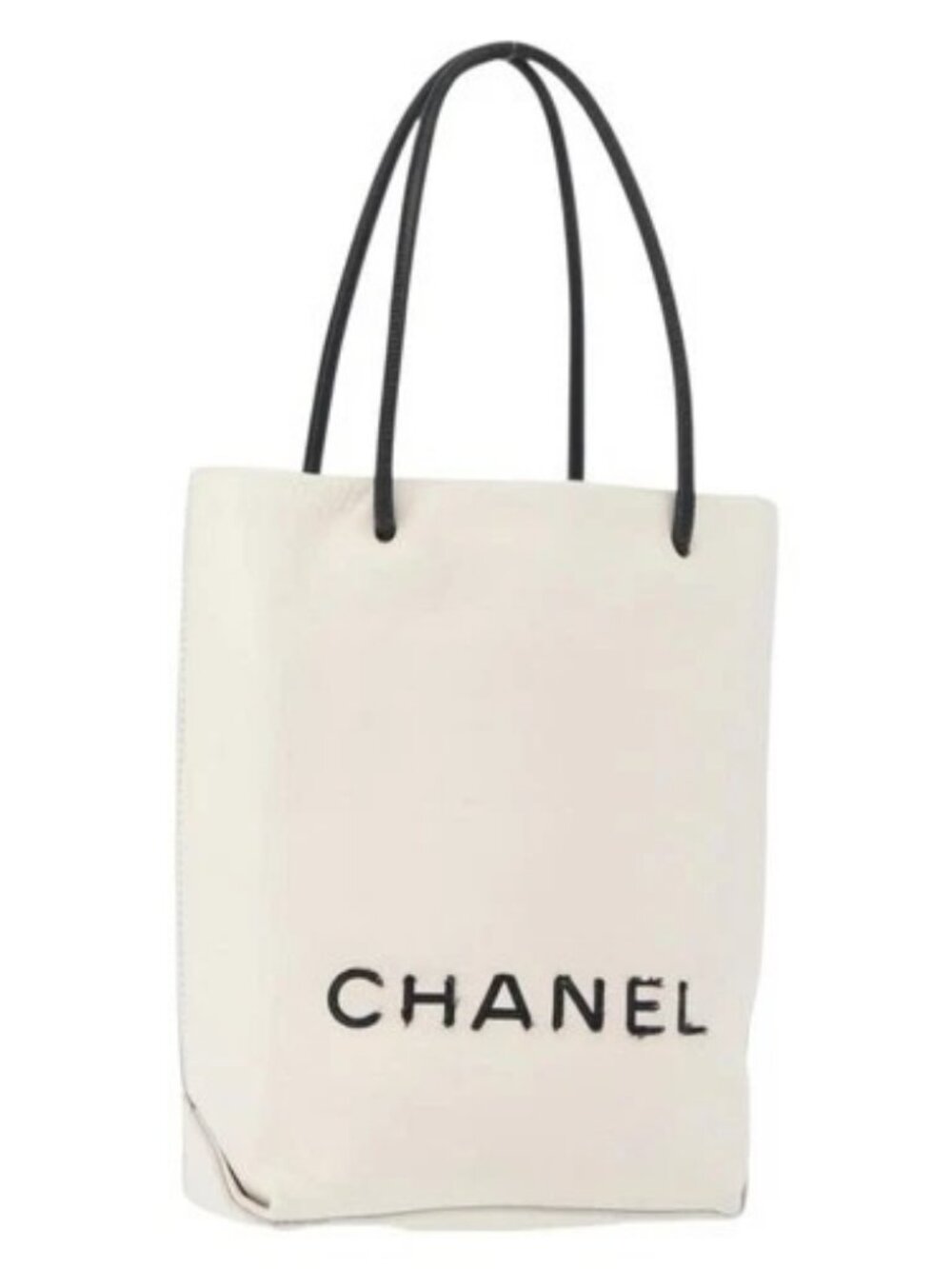 CHANEL Essential Hand Bag Leather White CC Auth 178954V
